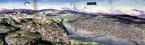 Stadtansicht von Prag aus den Reisebildern des Pfalszgrafen Ottoheinrich (16. Jh.), Foto: open source Ottoheinrich, Prag